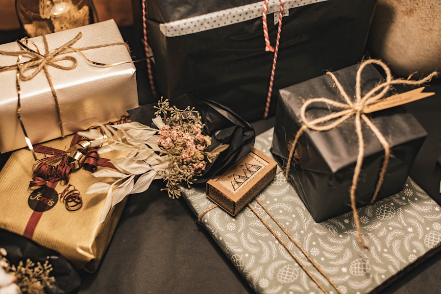 Unmarked gold gift box from a mystery birthday benefactor