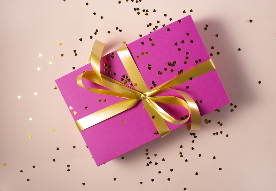 Wrapped gift box arriving at a remote teammate’s door