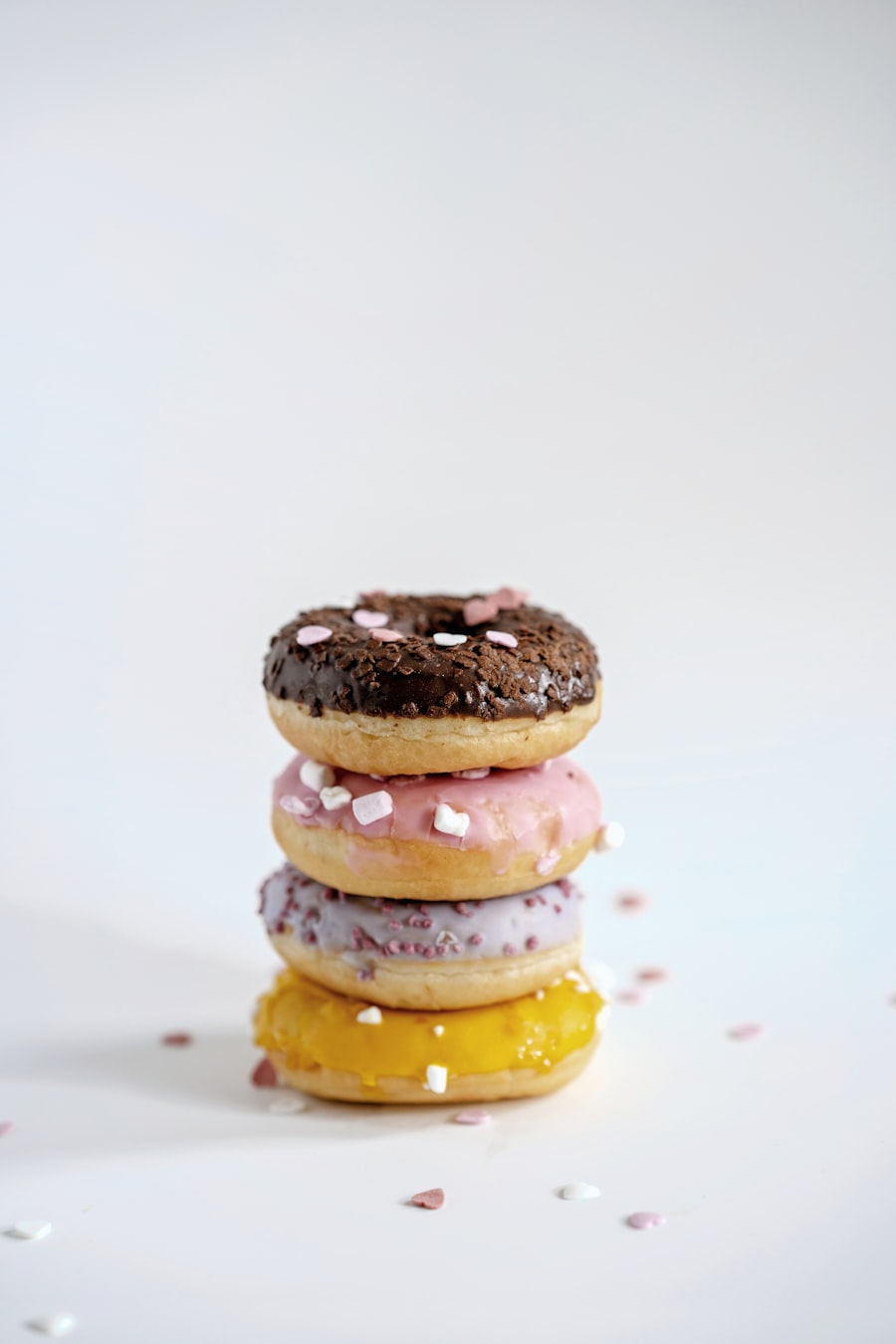 Donuts stacked on top of each other like a tower