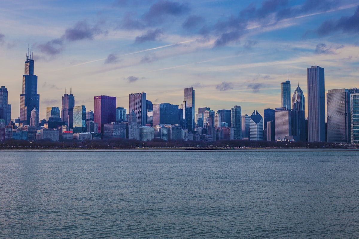 Chicago skyline seen across Lake Michigan